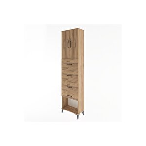 Arges Dolap Tek Raflı 4 Çekmeceli 2 Kapaklı 60x30x243 Çam-çam