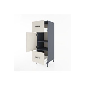 Hyperion Dolap 2 Raflı 2 Çekmeceli Tek Kapaklı 44x44x134 Antrasit-aytaşı