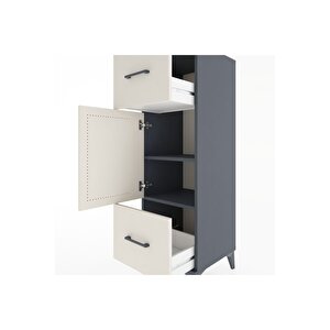 Hyperion Dolap 2 Raflı 2 Çekmeceli Tek Kapaklı 44x44x134 Antrasit-aytaşı