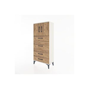 Hyperion Dolap Tek Raflı 4 Çekmeceli 2 Kapaklı 60x44x134 Aytaşı-çam