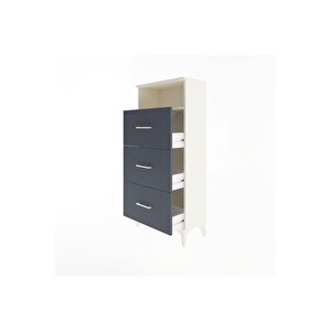 Arges Dolap Tek Raflı 3 Çekmeceli 60x30x134 Aytaşı-antrasit