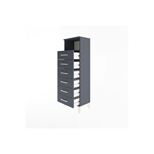 Arges Dolap Tek Raflı 6 Çekmeceli 44x30x134 Antrasit-antrasit