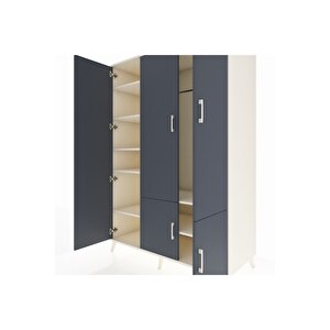 Kronos Dolap 7 Raflı 5 Kapaklı Tek Askılı 132x59x195 Aytaşı-antrasit/aytaşı