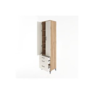 Hyperion Dolap 5 Raflı 3 Çekmeceli 2 Kapaklı 60x44x243 Çam-aytaşı