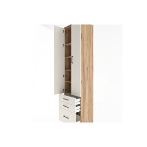 Hyperion Dolap 5 Raflı 3 Çekmeceli 2 Kapaklı 60x44x243 Çam-aytaşı