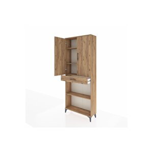 Arges Dolap 4 Raflı Tek Çekmeceli 2 Kapaklı 88x30x221 Çam-çam