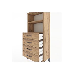 Hyperion Dolap 2 Raflı 4 Çekmeceli 60x44x134 Çam-çam