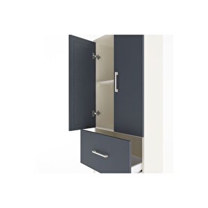 Arges Dolap 2 Raflı Tek Çekmeceli 2 Kapaklı 60x30x134 Aytaşı-antrasit