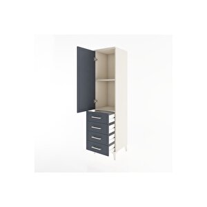 Hyperion Dolap 2 Raflı 4 Çekmeceli Tek Kapaklı 44x44x182 Aytaşı-antrasit