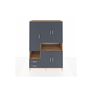 Kronos Dolap 10 Raflı 2 Çekmeceli 5 Kapaklı 132x59x195 Çam-antrasit/antrasit