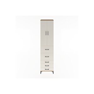 Hyperion Dolap 3 Raflı 5 Çekmeceli 2 Kapaklı 60x44x243 Çam-aytaşı