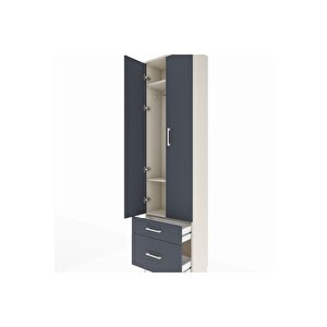 Arges Dolap 3 Raflı 2 Çekmeceli Tek Askılı 60x30x221 Aytaşı-antrasit
