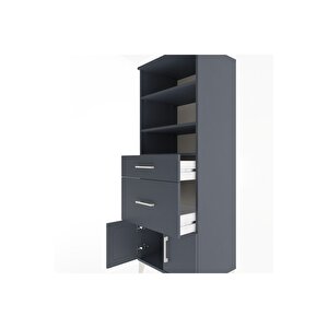 Hyperion Dolap 3 Raflı 2 Çekmeceli 2 Kapaklı 60x44x163 Antrasit-antrasit