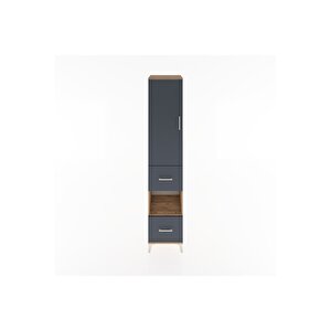 Hyperion Dolap 3 Raflı 2 Çekmeceli Tek Askılı 44x44x221 Çam-antrasit