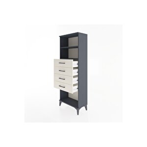 Arges Dolap 2 Raflı 4 Çekmeceli 60x30x163 Antrasit-aytaşı