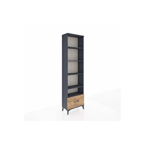 Arges Dolap 5 Raflı Tek Çekmeceli 60x30x221 Antrasit-çam