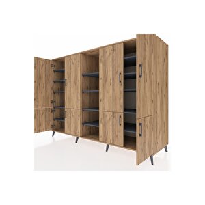 Kronos Dolap 14 Raflı 8 Kapaklı 220x59x163 Çam-çam/antrasit