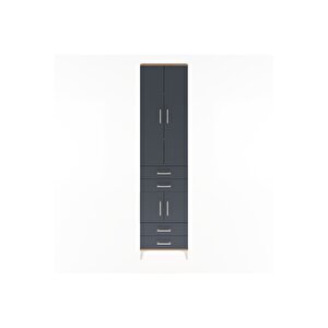 Arges Dolap 4 Raflı 4 Çekmeceli 4 Kapaklı 60x30x243 Çam-antrasit