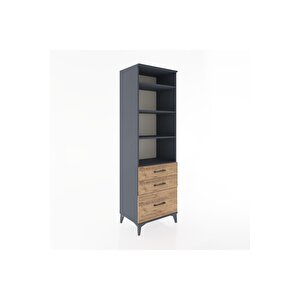 Hyperion Dolap 4 Raflı 3 Çekmeceli 60x44x195 Antrasit-çam