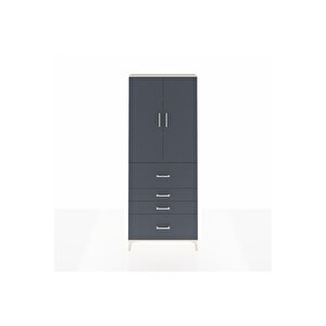 Arges Dolap 3 Raflı 4 Çekmeceli 2 Kapaklı 88x30x221 Aytaşı-antrasit