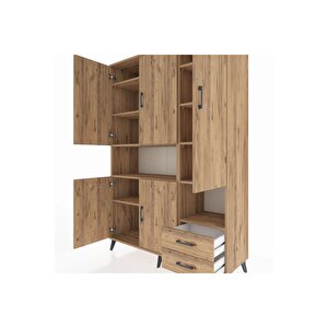 Hyperion Gardrop 10 Raflı 2 Çekmeceli 5 Kapaklı 132x44x195 Çam-çam