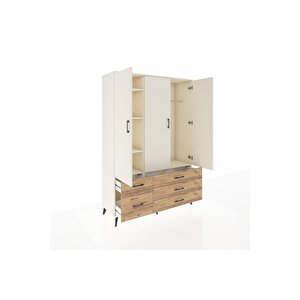 Hyperion Dolap 5 Raflı 5 Çekmeceli Tek Askılı 132x44x195 Aytaşı-aytaşı/çam