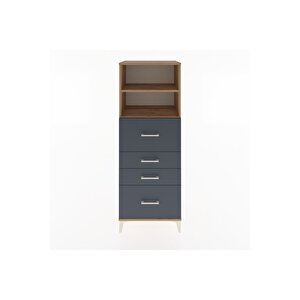 Hyperion Dolap 2 Raflı 4 Çekmeceli 60x44x163 Çam-antrasit