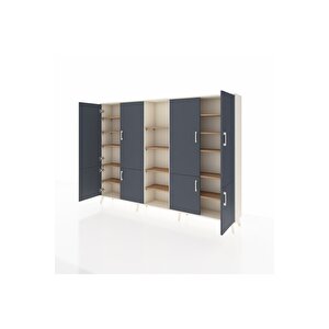 Arges Dolap 14 Raflı 8 Kapaklı 220x30x163 Aytaşı-antrasit/çam