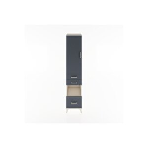 Hyperion Dolap 4 Raflı 3 Çekmeceli Tek Kapaklı 44x44x221 Aytaşı-antrasit