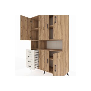 Hyperion Dolap 7 Raflı 4 Çekmeceli 5 Kapaklı 132x44x195 Çam-çam/aytaşı