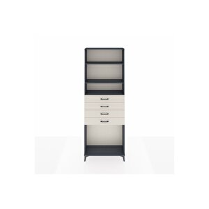 Arges Dolap 3 Raflı 4 Çekmeceli 88x30x243 Antrasit-aytaşı