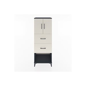 Hyperion Dolap 2 Raflı 2 Çekmeceli 2 Kapaklı 60x44x163 Antrasit-aytaşı