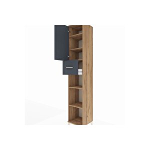 Hyperion Dolap 5 Raflı Tek Çekmeceli Tek Kapaklı 44x44x243 Çam-antrasit