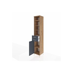 Hyperion Dolap 5 Raflı 2 Çekmeceli Tek Kapaklı 44x44x243 Çam-antrasit