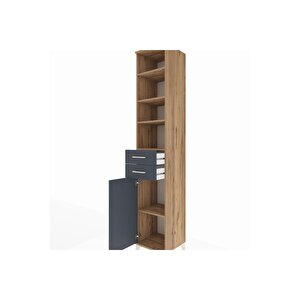 Hyperion Dolap 5 Raflı 2 Çekmeceli Tek Kapaklı 44x44x243 Çam-antrasit