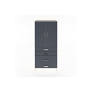 Hyperion Dolap 3 Raflı 4 Çekmeceli 2 Kapaklı 88x44x195 Aytaşı-antrasit