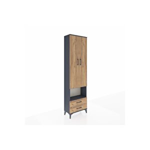 Arges Dolap 3 Raflı 2 Çekmeceli Tek Askılı 60x30x221 Antrasit-çam