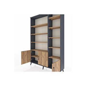 Arges Gardrop 10 Raflı 3 Kapaklı 132x30x195 Antrasit-çam