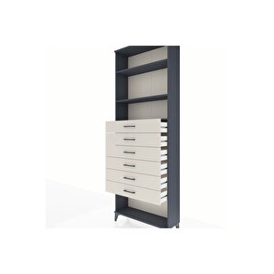 Arges Dolap 3 Raflı 6 Çekmeceli 88x30x243 Antrasit-aytaşı