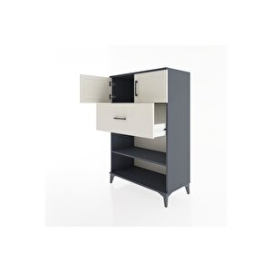 Hyperion Dolap 2 Raflı Tek Çekmeceli 2 Kapaklı 88x44x134 Antrasit-aytaşı