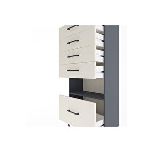 Arges Dolap Tek Raflı 5 Çekmeceli 60x30x134 Antrasit-aytaşı