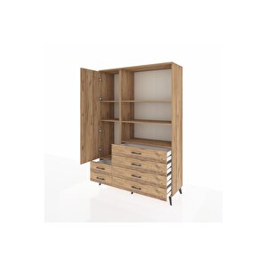 Hyperion Gardrop 7 Raflı 6 Çekmeceli Tek Kapaklı  132x44x195 Çam-çam