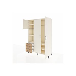 Hyperion Dolap 6 Raflı 3 Çekmeceli Tek Askılı 132x44x195 Aytaşı-aytaşı/çam