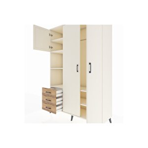 Hyperion Dolap 6 Raflı 3 Çekmeceli Tek Askılı 132x44x195 Aytaşı-aytaşı/çam