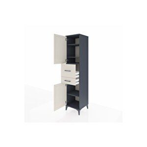 Hyperion Dolap 4 Raflı 2 Çekmeceli 2 Kapaklı 44x44x195 Antrasit-aytaşı