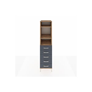 Kronos Dolap 3 Raflı 5 Çekmeceli 44x59x182 Çam-antrasit