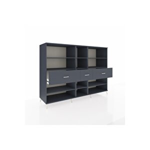 Kronos Dolap 9 Raflı 3 Çekmeceli  220x59x163 Antrasit-antrasit