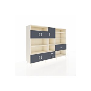 Hyperion Dolap 13 Raflı 3 Çekmeceli 5 Kapaklı 220x44x163 Aytaşı-antrasit