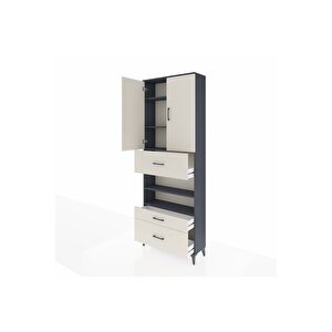 Arges Dolap 5 Raflı 3 Çekmeceli 2 Kapaklı 88x30x243 Antrasit-aytaşı