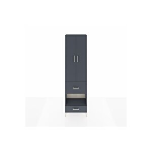 Arges Dolap 3 Raflı 2 Çekmeceli Tek Askılı 60x30x221 Antrasit-antrasit